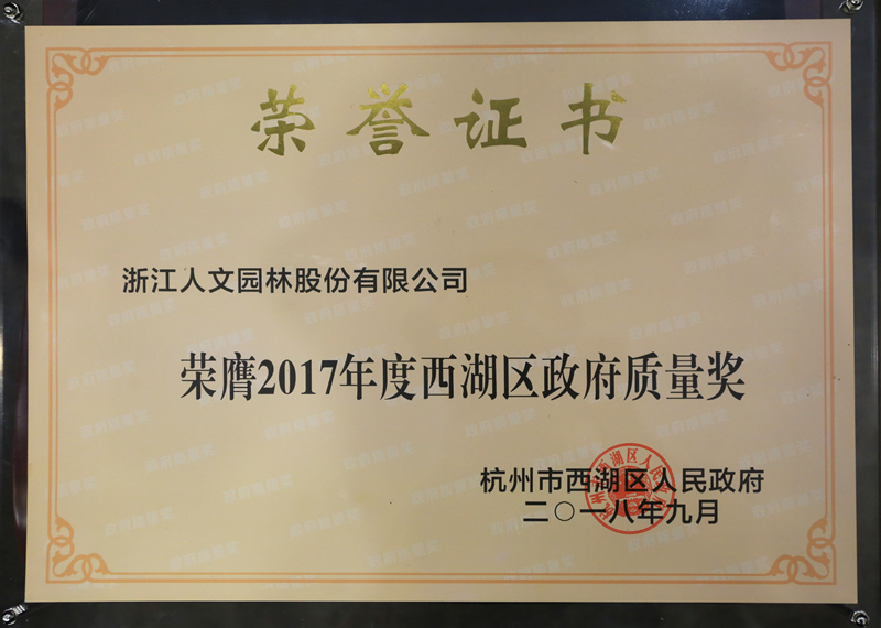 2017年西湖區(qū)政府質量獎